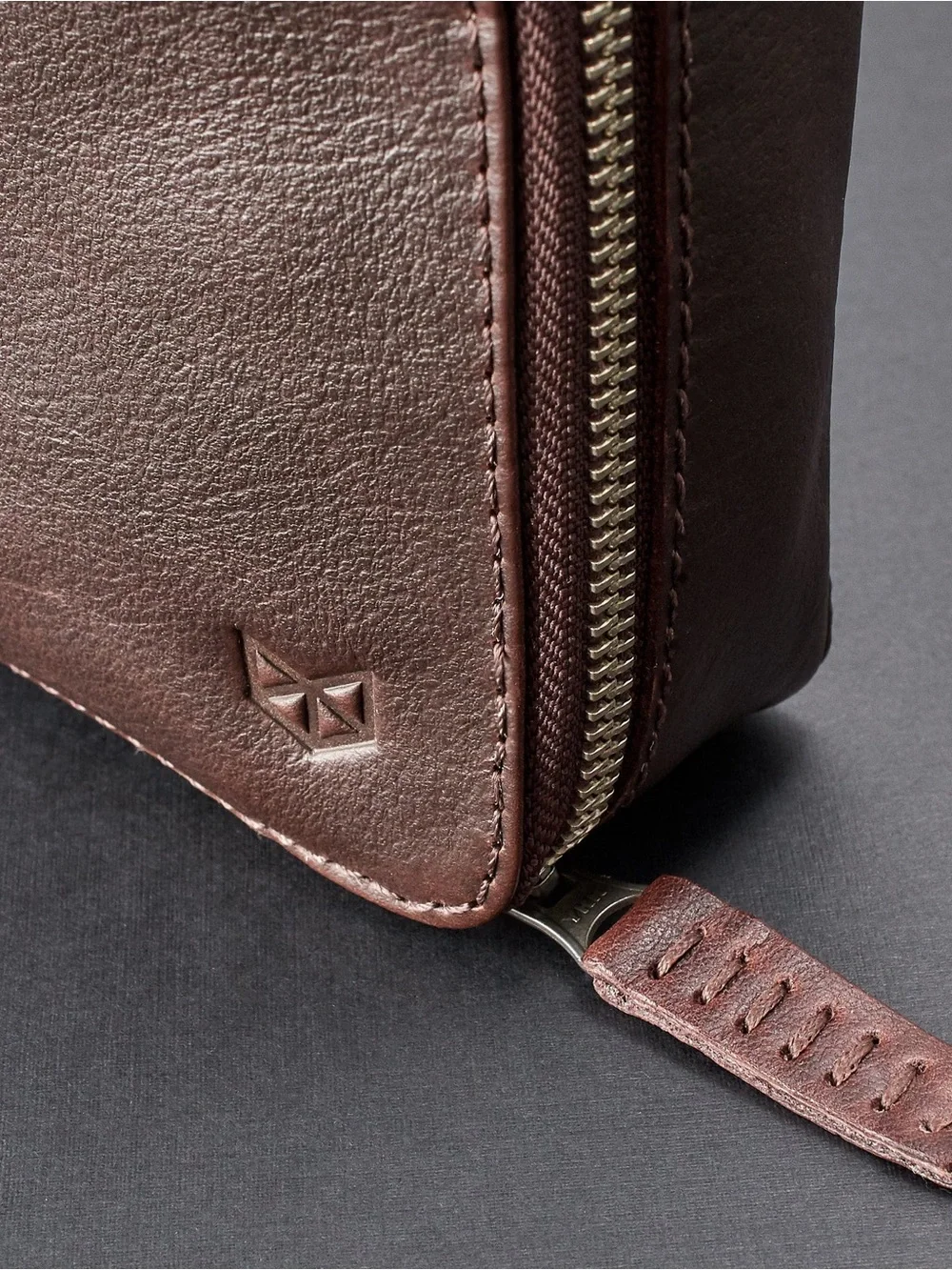 Men's Dark Brown Leather Zip Laptop Folio